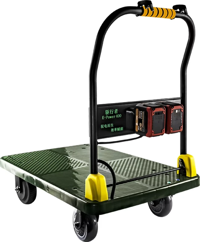 60*90cm 300kg 15 kilometer Range Flatbed Platform Plastic Electric Trolley Carts for Indusry Warehouse