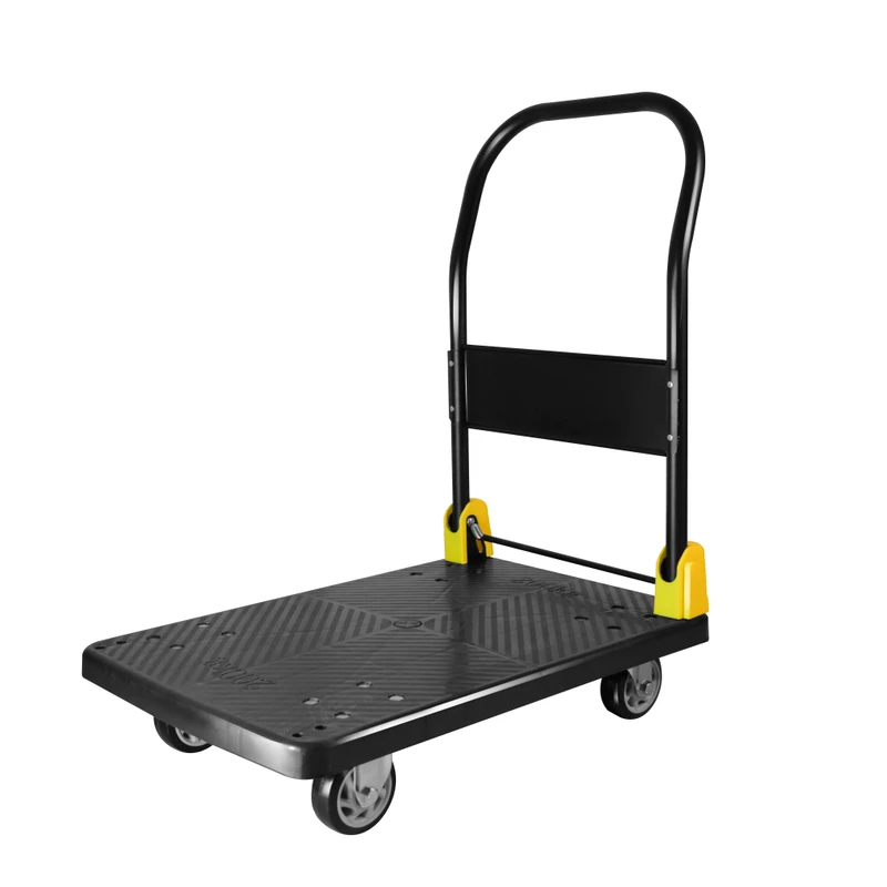 60*90cm Hand Carts Trolleys Load Capacity 400kg Black PP Plastic Folding Cart Industrial Warehouse Trolley
