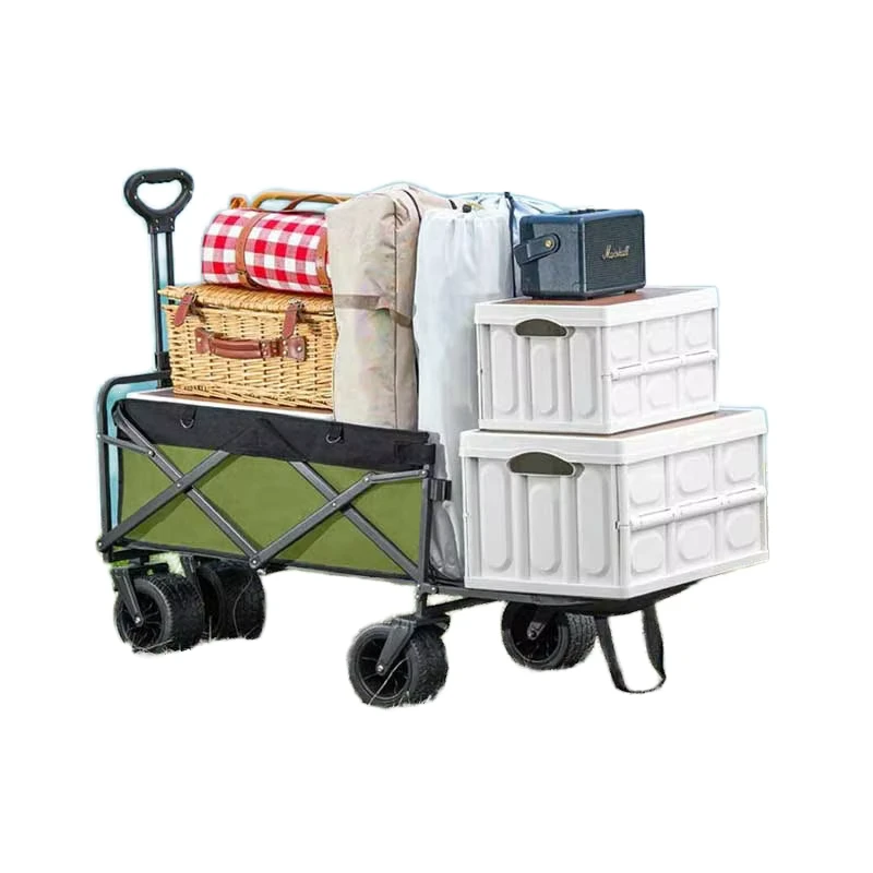 600d Oxford Fabric Outdoor Garden Beach Trolley Folding Utility Cart Camping Wagon Camping Cart