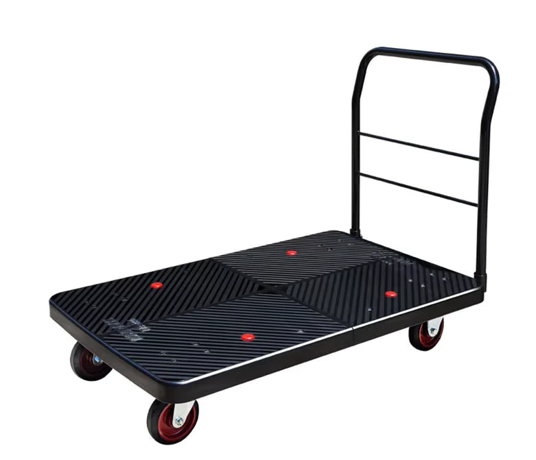 600kg Heavy Duty Plastic Platform Truck Warehouse Transport Trolley Push Cart PLA600Y BK