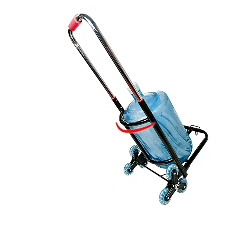 60KG Thickened Pull Rod Small Trolley Bottled Water Cargo Luggage Cart Household Handcart Portable Folding Stair-Climber Cart