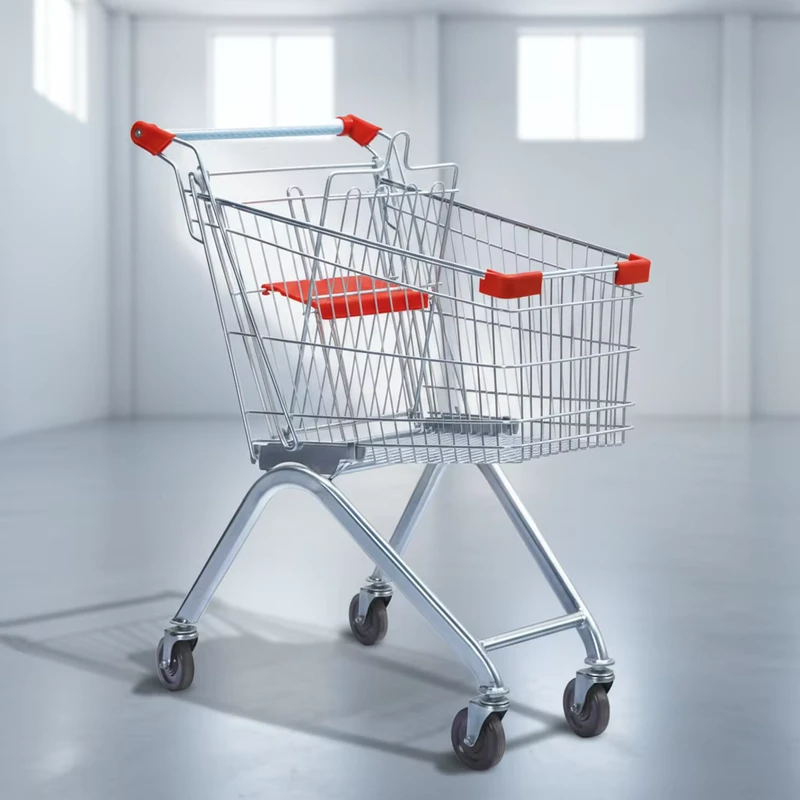 60L European Style Folding Mesh Shopping Trolley with PU Wheels