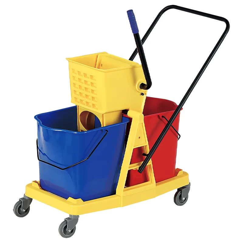 60L Large Premium Double Bucket Mop Wringer Cart Heavy Duty System for High Traffic Area Cleaning