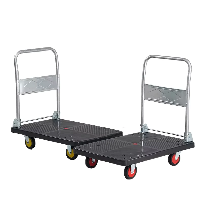 66*44 Portable Dolly Cart with Rubber Wheels and Foldable Handle Push Cart Dolly for Loading and Transportation
