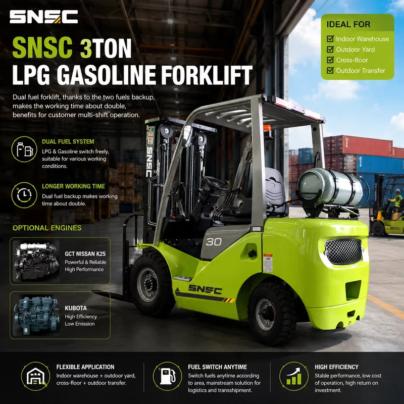 6600LBS LPG Gas Forklift Petrol Forklift Truck for Indoor Outdoor Material Handling Tasks