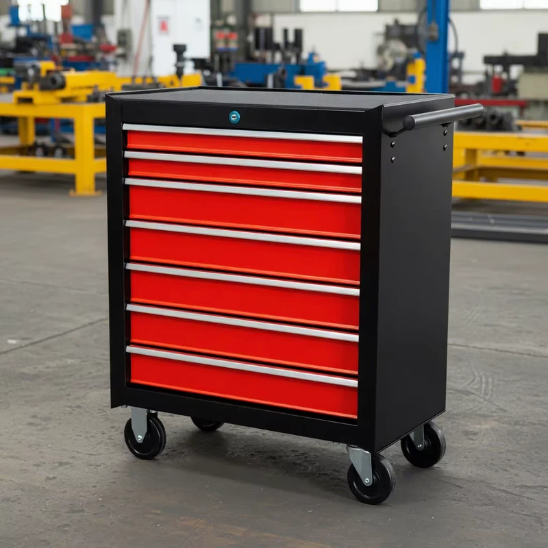 7 Drawer Heavy Duty Tool Cabinet Cart Ball Bearing Slides Customizable Eco Friendly Powder Coated Cold Rolled Steel Tool Chest
