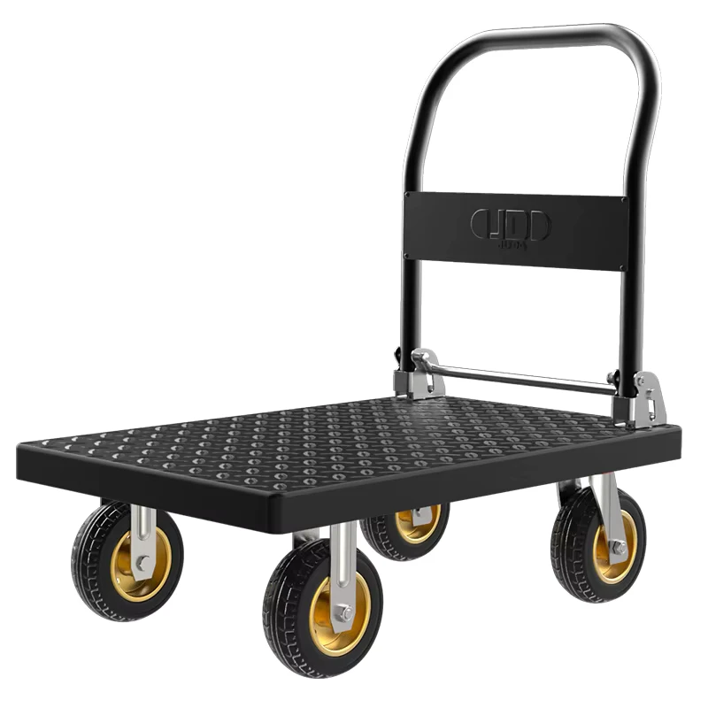 70*45cm Foldable Steel Frame Iron Hand Truck Platform Trolley Cart 4 Wheels 200kg Load Capacity Trolley
