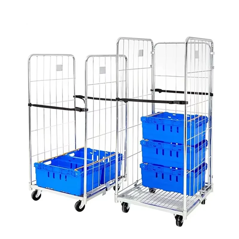 720*820*1720mm Metal Roll Cage Container Medium Duty Laundry Trolley Cart with Wheels Cage Trolley for Laundry Hospital