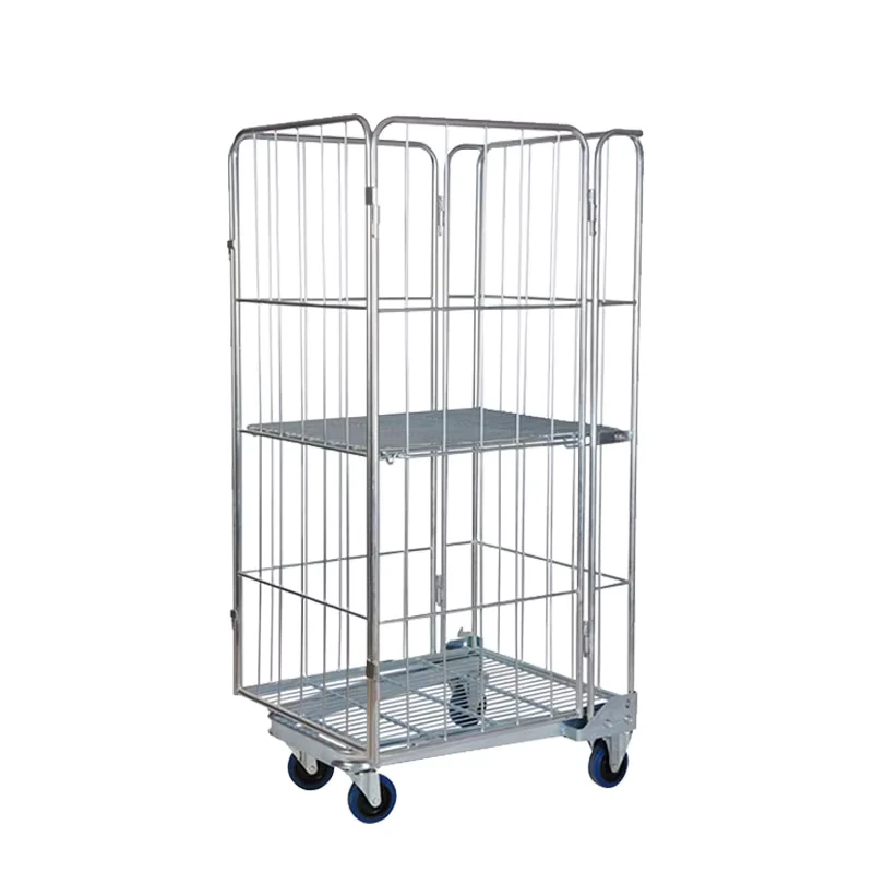 720x820xH1720 Medium Duty Steel Roll Cage Trolley Cart Laundry Trolley Roll Container Wheels 500kg Capacity Foldable Design