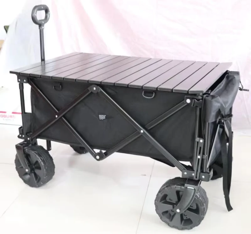 75kgs 165lbs Beach Trolley Utility Camping Metal Garden Cart Portable Folding Outdoor Wagon Trolley Steel Model