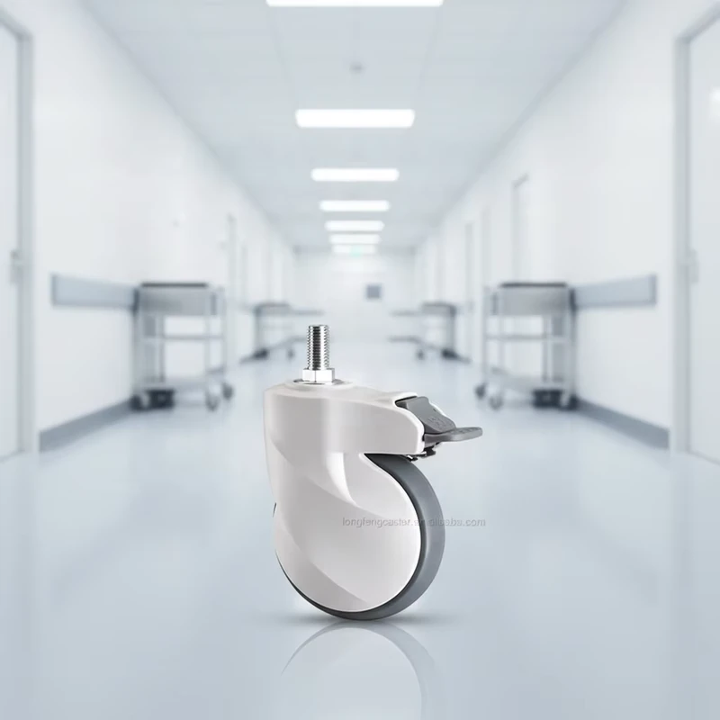 75mm 100mm 125mm Medical Caster Wheels Hospital Casters TPR PP Core Zinc Plated Swivel Brake Ball Bearing 70-120kg Load Capacity