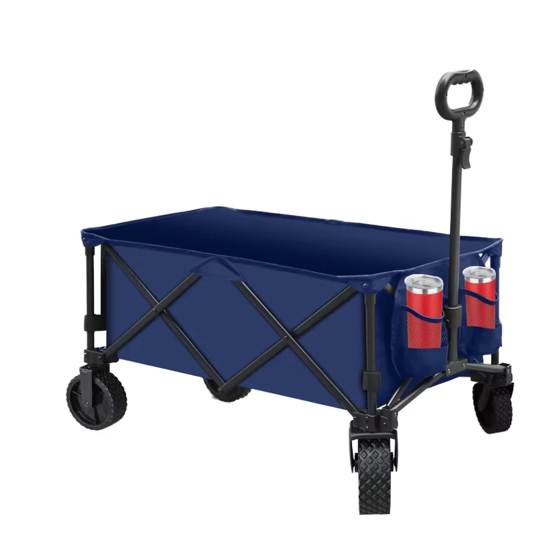 8 Inch Wheel Durable Safety Outdoor Trolley Supported Roll Container Structure Utility Wagon Camping Cart Comfortable Folding