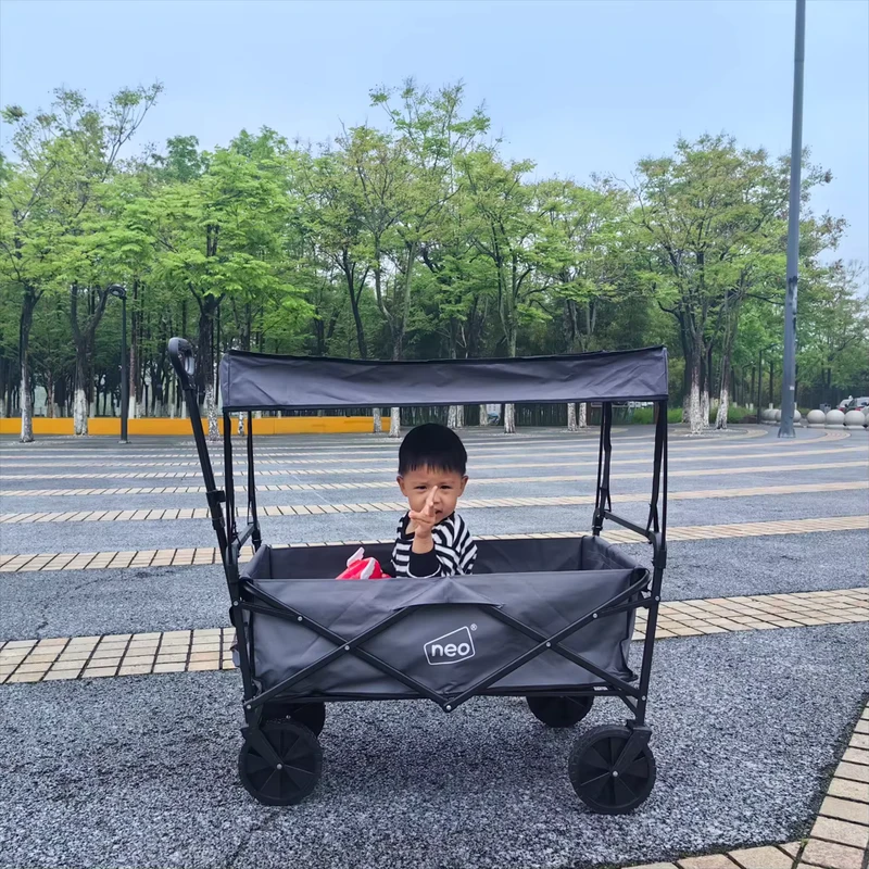 8 Inches Four Wheel Foldable Plastic Cart Lightweight 2-Layer 600D Polyester Storage for Outdoor Camping & Shopping