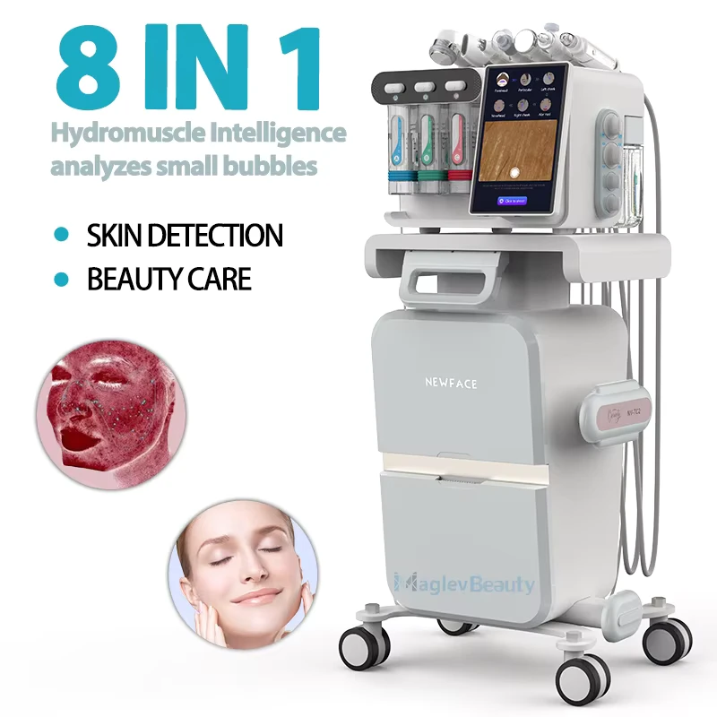 8 in 1 Portable Electric Ultrasonic Device Small Bubble Facial Cleaner for Deep Pore Cleansing Skin Tightening Rejuvenation AU