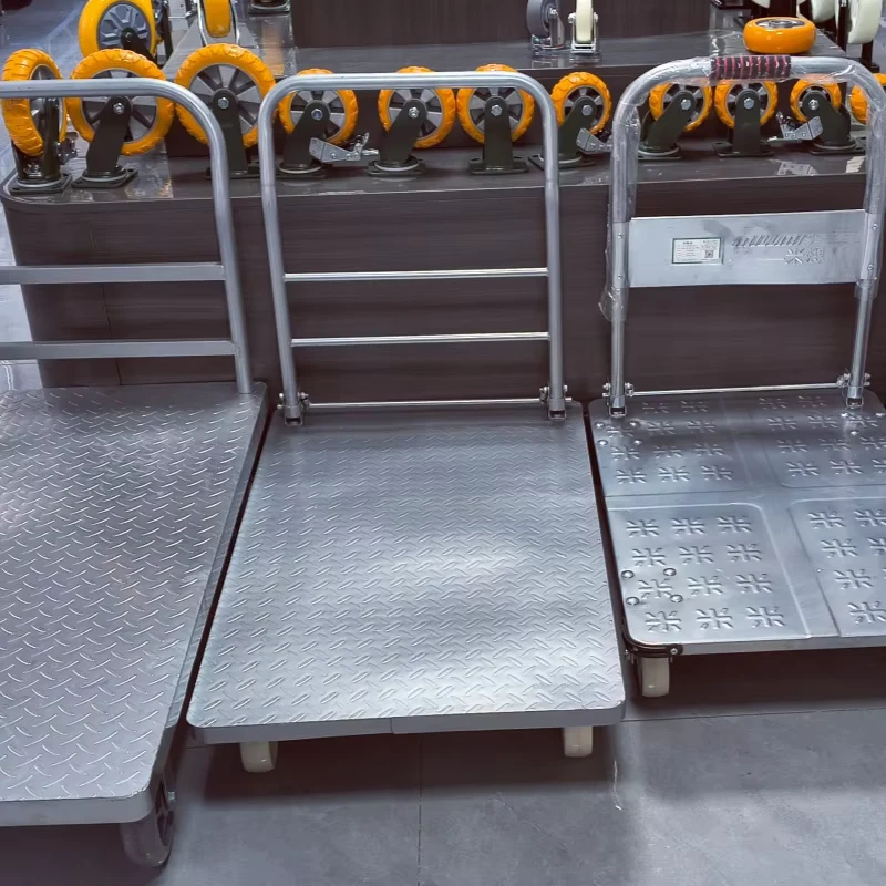 800kg 1000kg Metal Durable Flatbed Hand Truck Cart Silent Foldable Platform Trolley for Carrying 90*60cm 105*63cm
