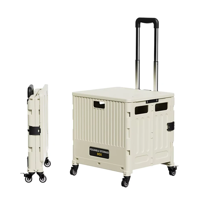 8039 1 PP 54L Utility Rolling Shopping Trolley Collapsible Grocery Cart with Telescopic Handle
