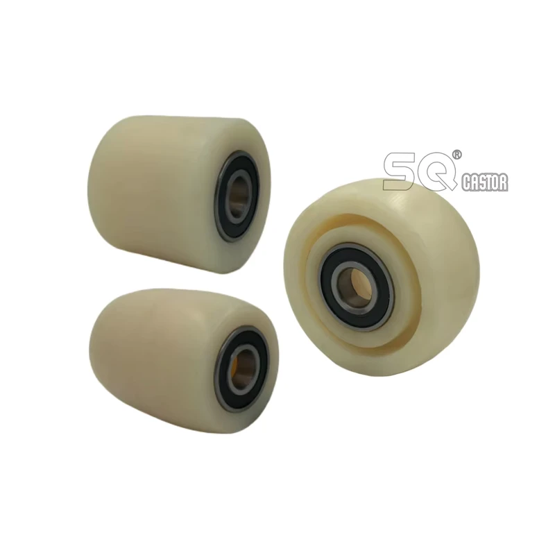 8070 8075 8080 8090 White Nylon Pallet Truck Jack Load Wheels With 6204 Ball Bearings