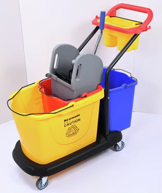 80L Down Press Double Wringer Trolley With Storage case H0228 Commercial Cleaning