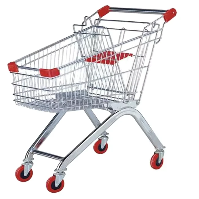 80L Europe Type Zinc and Powder Coating Shopping Market Trolley Cart