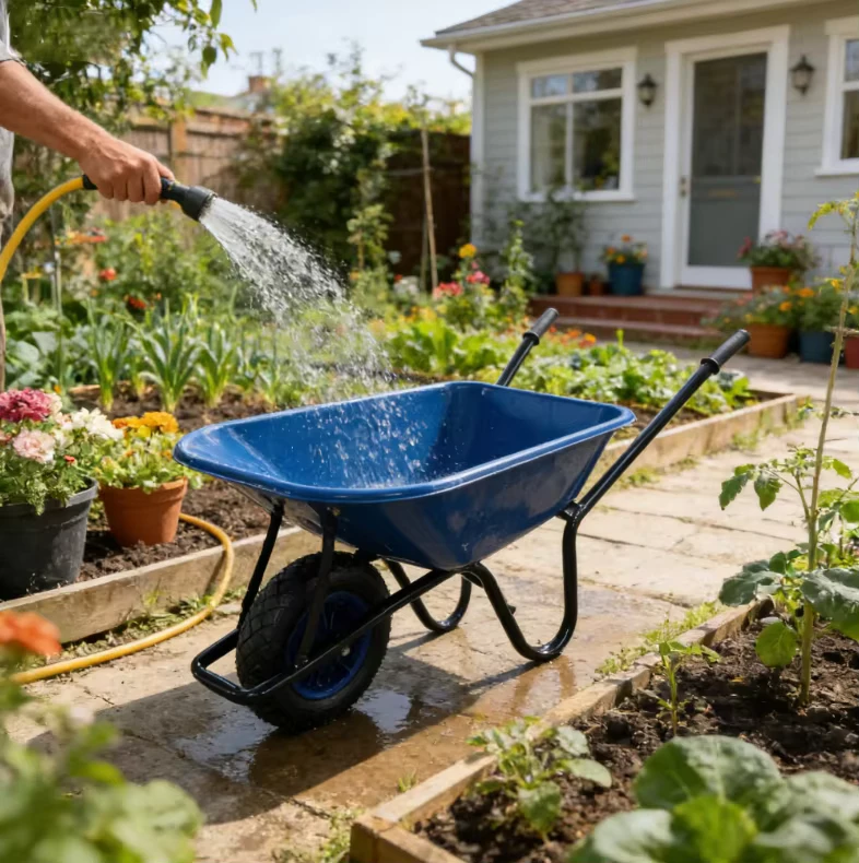 85L 160kg Load Capacity Heavy Duty Wheelbarrow with Plastic Tray Reinforced Fram for Garden Yard Use From OEM