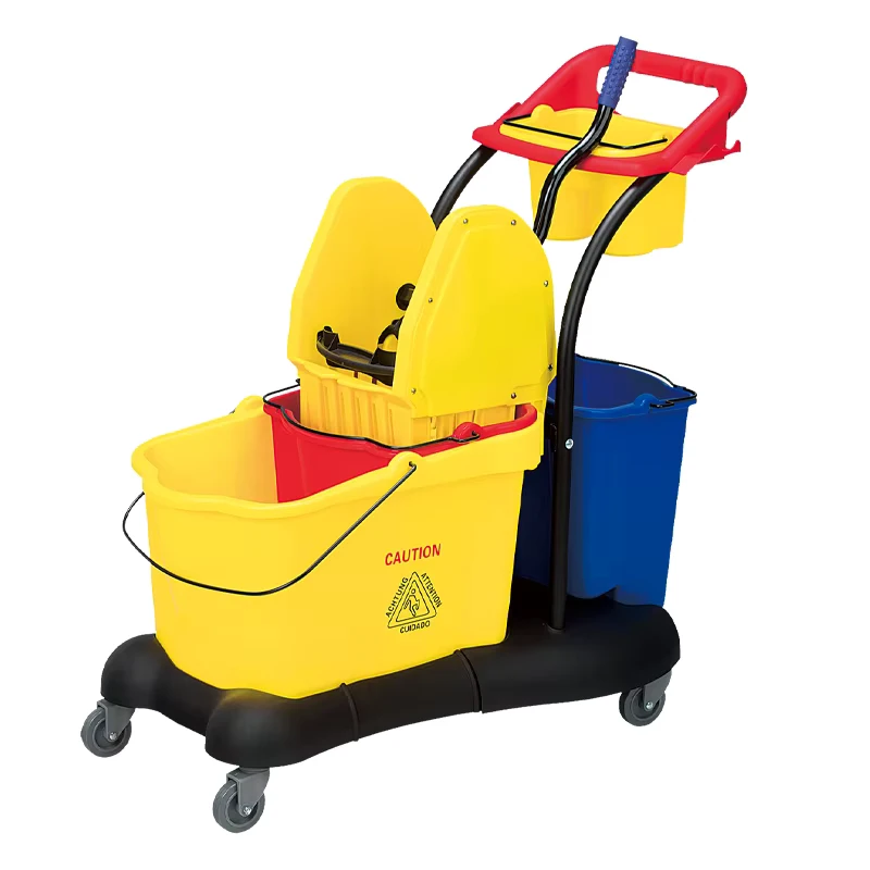 85L Heavy Duty Double Bucket Mop Wringer Cart Pressure Actuated System for Industrial and Large Area Cleaning