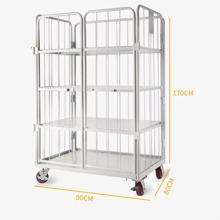 900*800*1700Mm Warehouse Steel Metal Folding Cage Trolley Cart Logistics Transport Cargo Roll Container