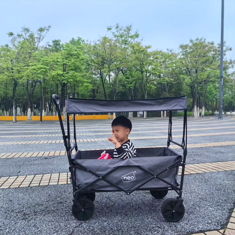 95x53x96cm Four Wheel Foldable Lightweight 2 Layer 600D Polyester Cart for Outdoor Camping Shopping