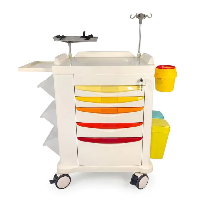 ABS Hospital Trolley Assembling Hospital Wheeled Plastic Anesthesia Cart Hospital Trolley