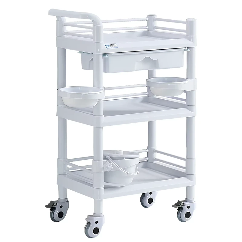ABS Medical Hospital Trolley Noiseless Roller High Quality Trailer Dental Beauty Salon Furniture Trolley