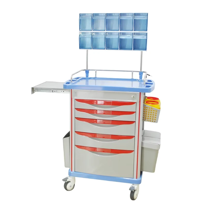ABS Medical Rescue Trolley for Ambulances Hospitals Steel Plastic Construction Infusion Anesthesia Medicine Delivery Lifetime