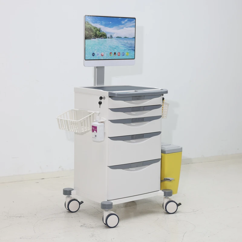 ABS Modern Nursing Documentation Cart Adjustable Monitor Arm Medical Waste Segregation System for Hospital Living Supermarket