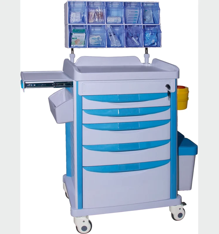 ABS PP Plastic Hospital Multi functional Nurse Emergency Cart Anesthesia Medical Trolley