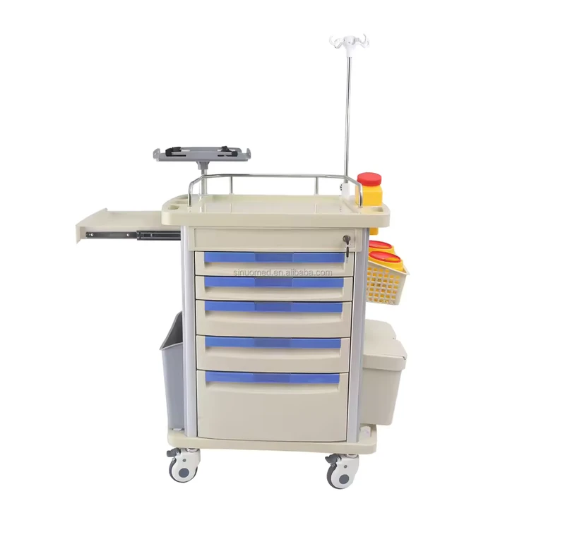 ABS Plastic Clinic Crash Cart Hospital Emergency Trolley 750*480*920mm