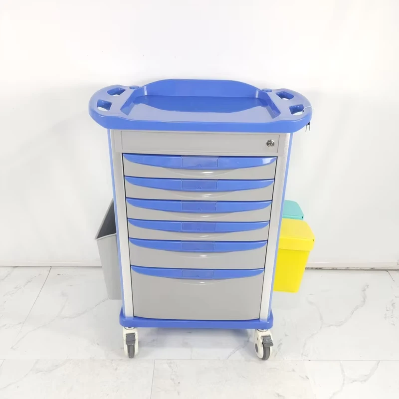 ABS Plastic Hospital Emergency Treatment Medical Cart with Anesthesia Medicine Trolley for Quick Response Treatments