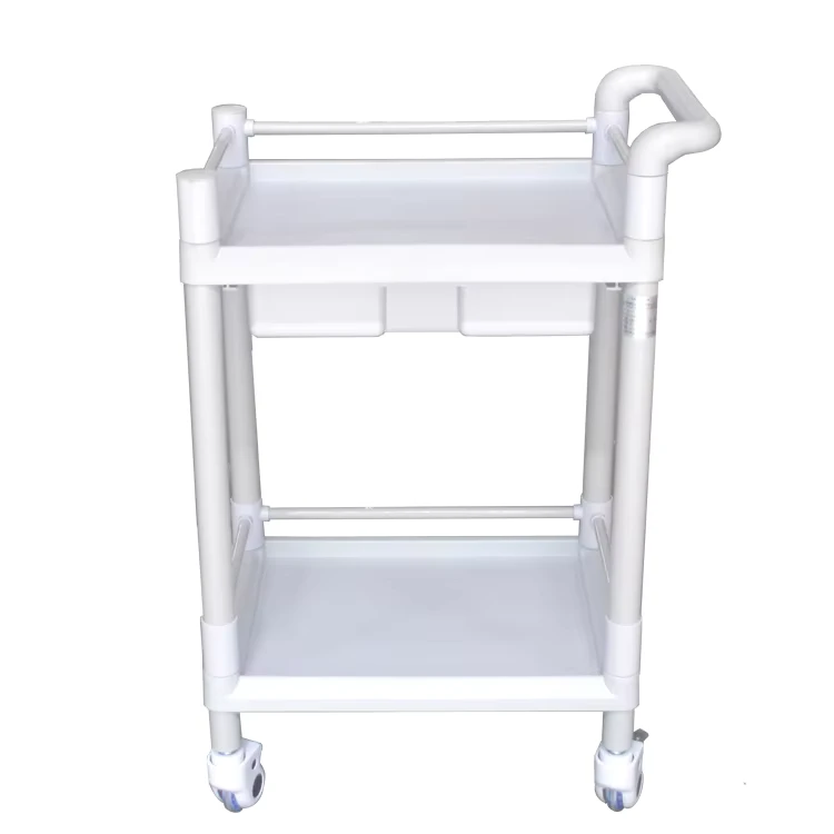 ABS Plastic Hospital Furniture Emergency Medicine Trolley with Four Silent Castors and Brake