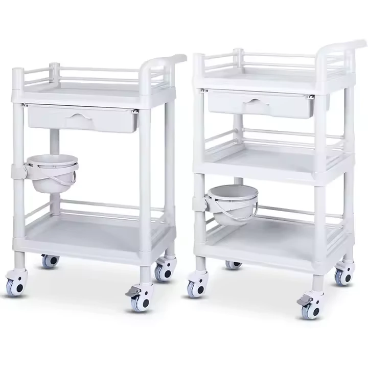 ABS Plastic Hospital Medical Clinic Assembled Emergency Medicine Trolley Cart