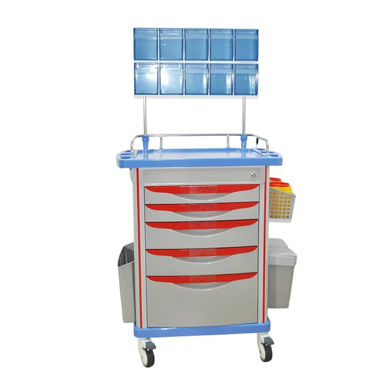 ABS Plastic Medical Rescue Cart Multi Functional Emergency Trolley High Load bearing Load Capacity Nurse Station Pet Hospital