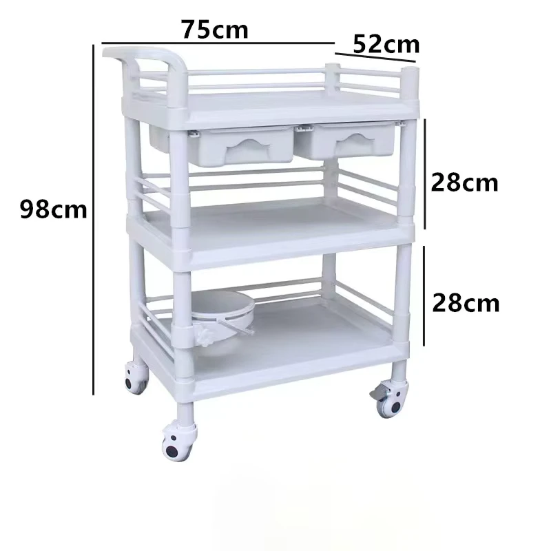 ABS With Wheels Hospital Emergency Surgical Instrument Trolley Medical Cart