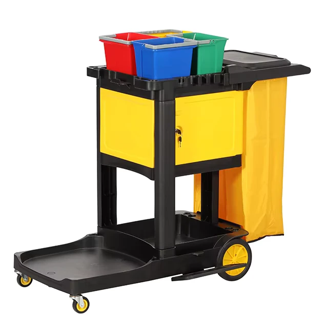 AF08188F Janitor Cart Cleaning Cart Multipurpose Hotel Trolley for Housekeeping Cleaning Products