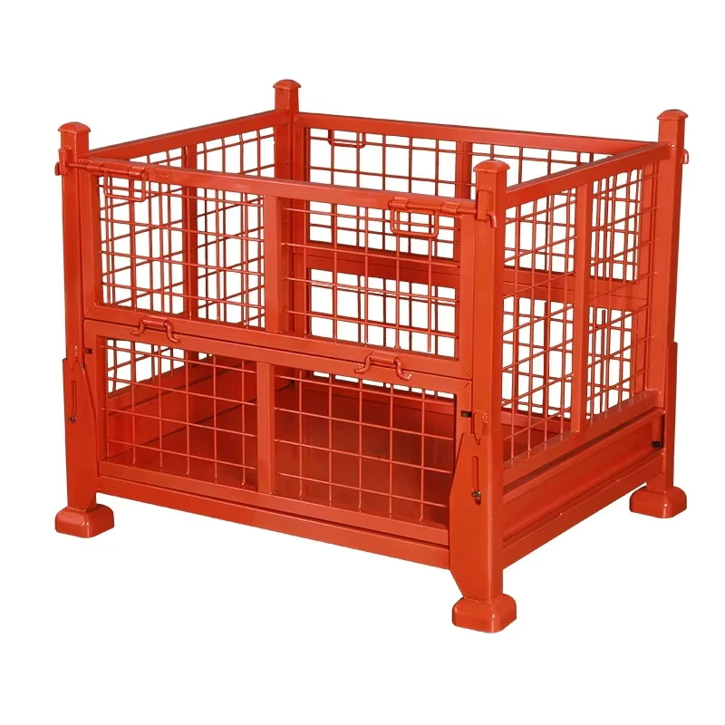 AOCHEN Custom Medium Duty Metal Steel Storage Cage Firewood Folding Wire Container ODM Foldable Mesh Warehouse Roll Container
