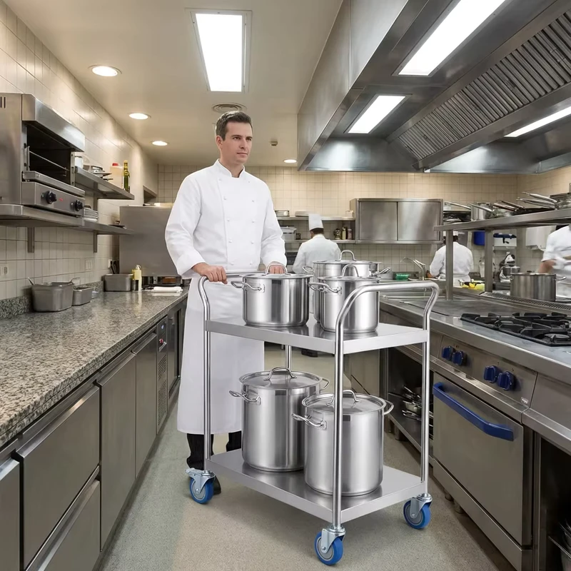 ATS 300kg Heavy Duty Stainless Steel Folding Platform Trolley Silent Flatbed Hand Truck for Hotel Kitchen