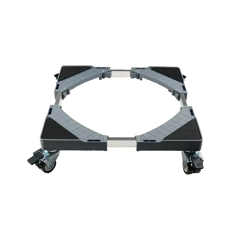 Adjustable 4 Wheel Manual Furniture Trolley Storage Rack with PP Material Easy to Install Base Stand for Washing Machines Brakes
