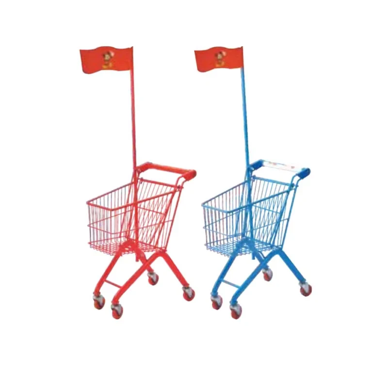 Adjustable Handle Height Colorful Fun Cart Supermarket Learning Toy Children Shopping Trolley