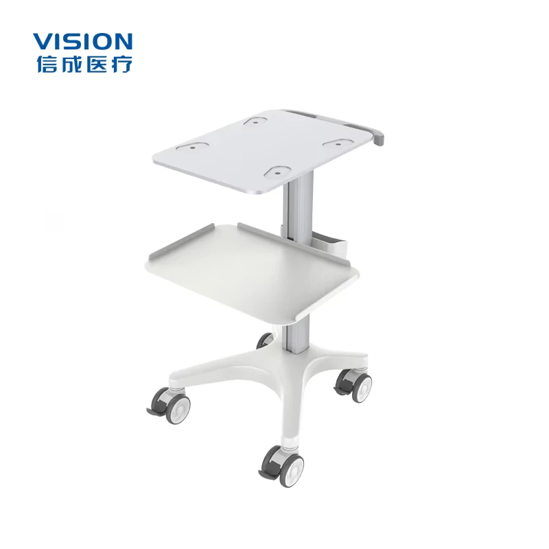 Adjustable Height Medical Equipment Cart with One Shelve Hospital Mobile Trolley for Surgical Clinic Use