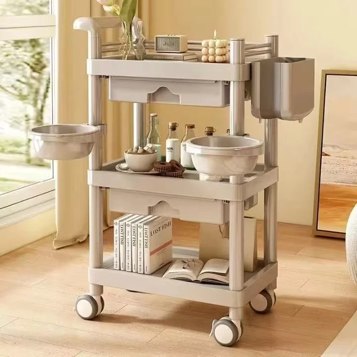 Adjustable Shelf Rolling Cart Multi Purpose Storage Trolley with Wheels for Home Commercial Use