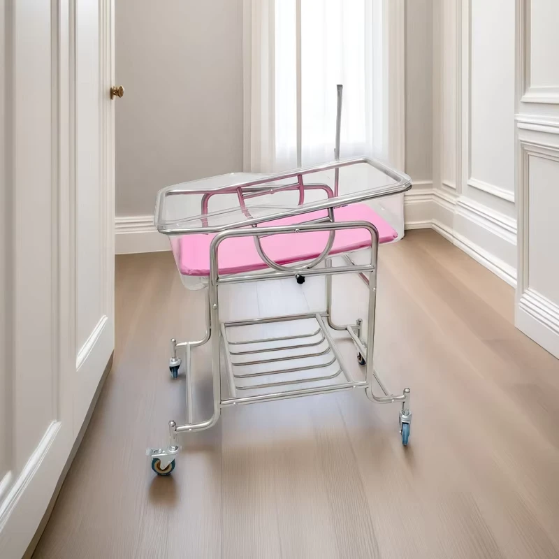 Adjustable Stainless Steel Medical Baby Bed Infant Hospital Cot and Trolley Home Care Stretcher Neonate Infant Bed