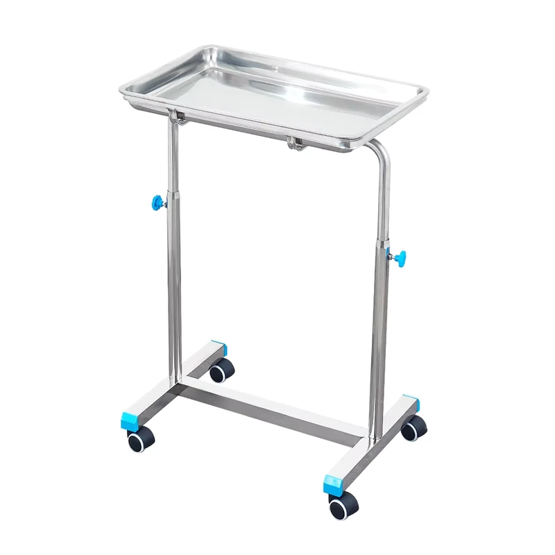Adjustable Welding Height Surgical Tools Storage Hospital Stainless Steel Tray Rack Cart with Dental Instrument Storage