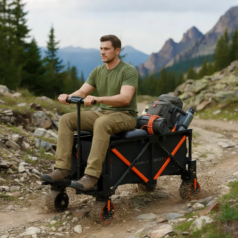 Aerospace Grade Aluminum Alloy Foldable Electric Wagon High Performance 4WD Heavy Duty Eco Friendly Outdoor Camping Tools