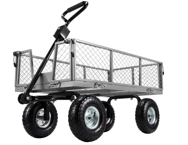 Agriculture Collapsible Folding Utility Cart Wagon Dump Cart With Removable Sides Mesh Garden Cart