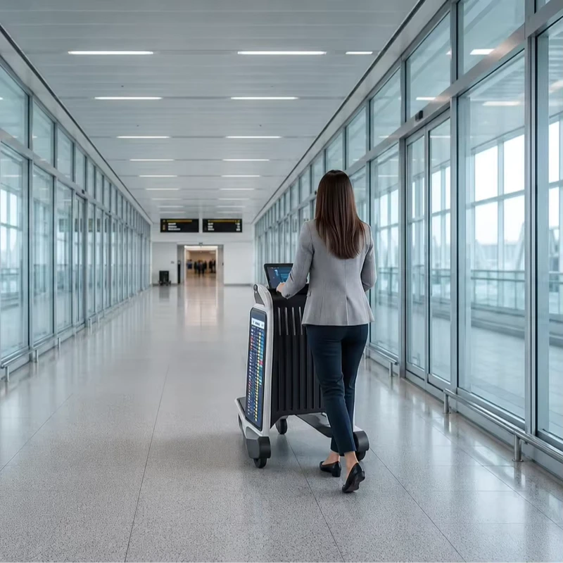 Airport Baggage Cart with AI Digital Media LCD Display Touch Screen Indoor Use OEM Option Real-Time Flight Information